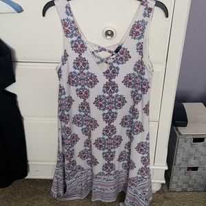 White Floral navy red dress